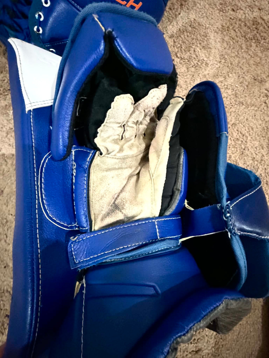 Bauer Mach pro stock goalie glove and blocker set