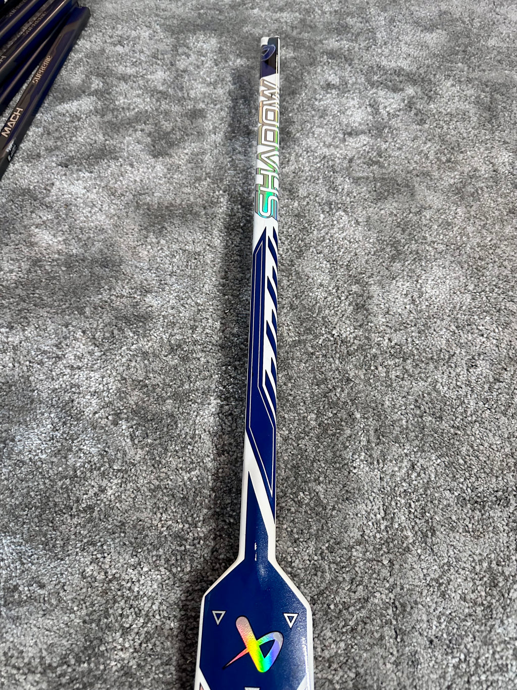 NCAA Bauer Shadow Full Right 24" White Pro Stock Goalie Stick #4