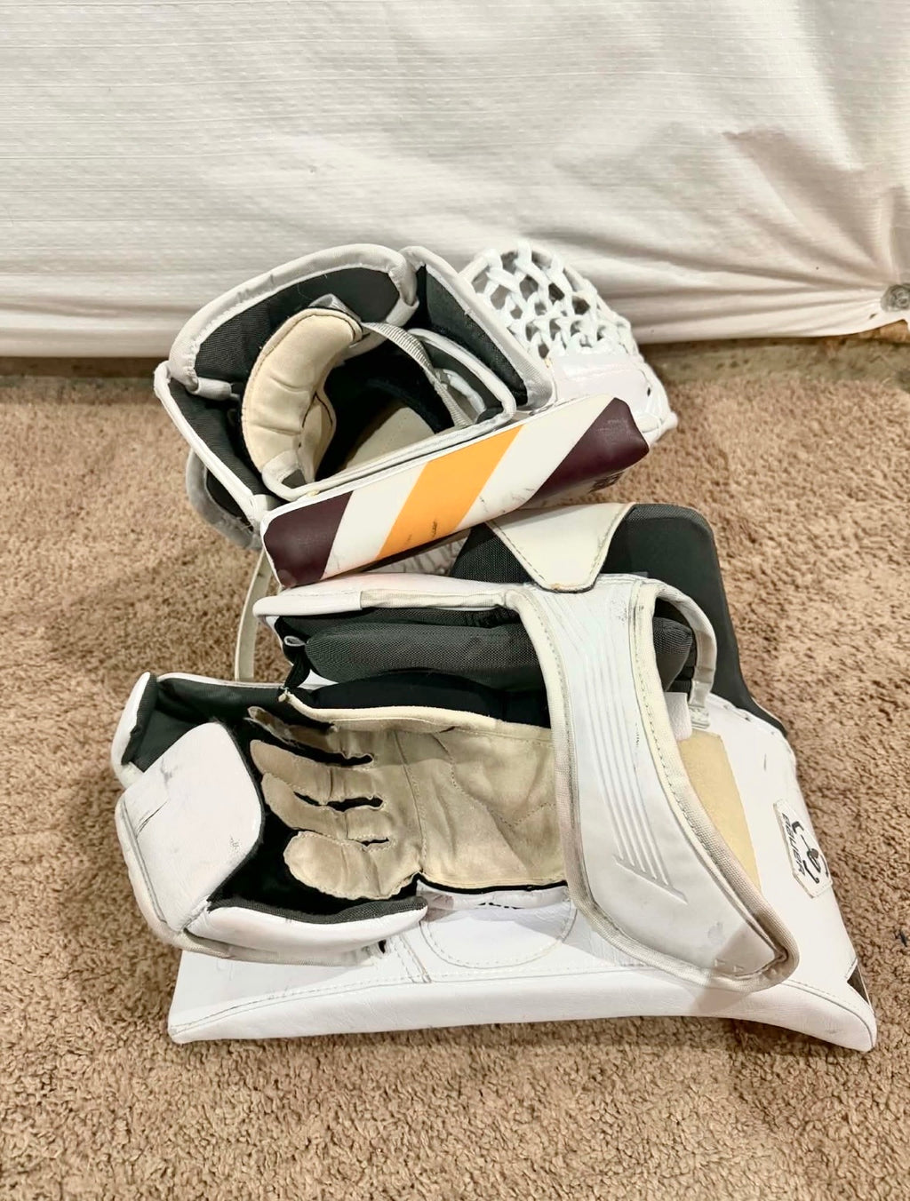 NCAA Bauer Mach Regular Pro Stock goalie glove and blocker set