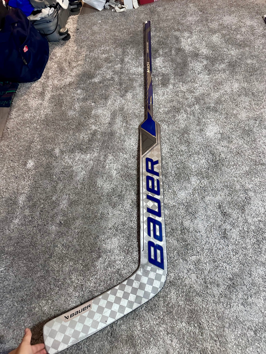 New NCAA Bauer mach 25” Full Right Pro Stock Goalie Stick #3