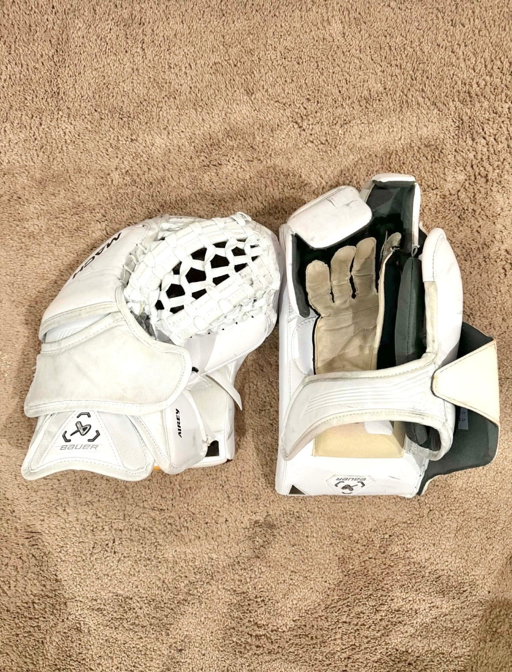 NCAA Bauer Mach Regular Pro Stock goalie glove and blocker set