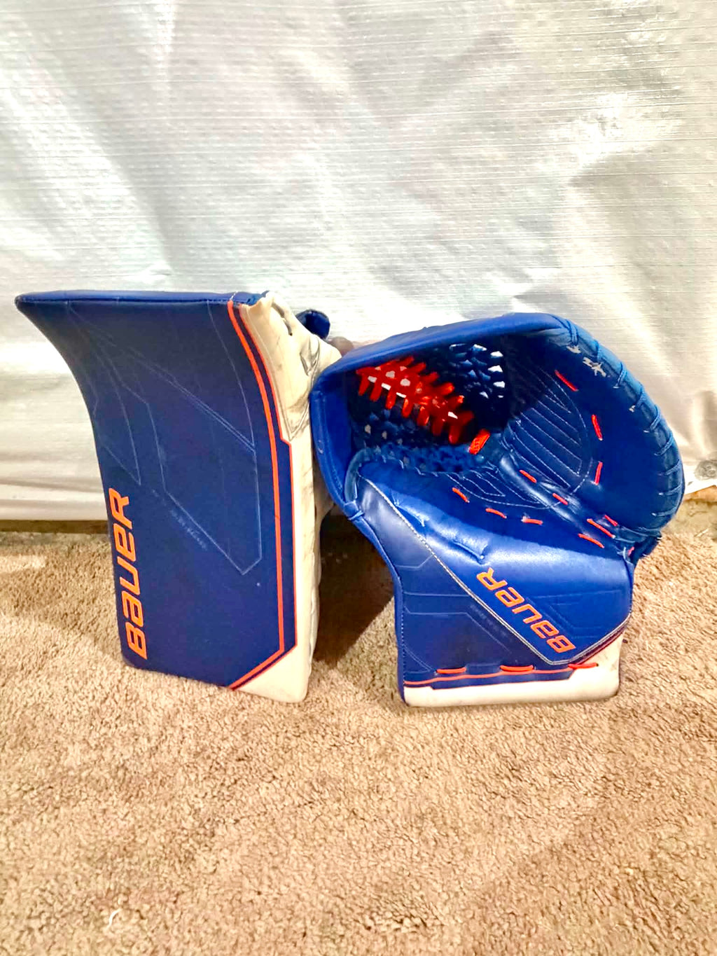 Bauer Mach pro stock goalie glove and blocker set