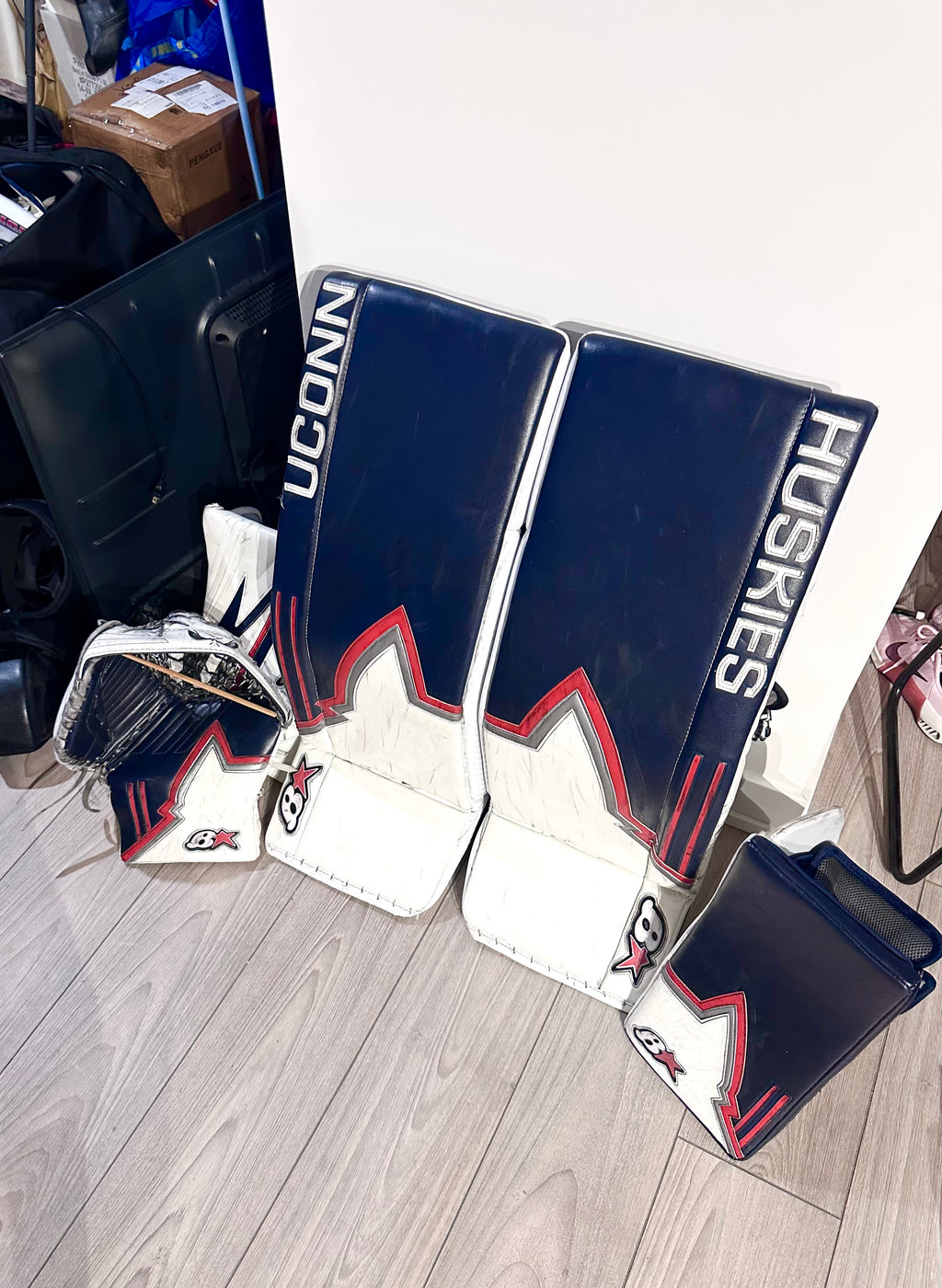 NCAA Brians custom optik 3 pro stock full right 32+1 goalie full set