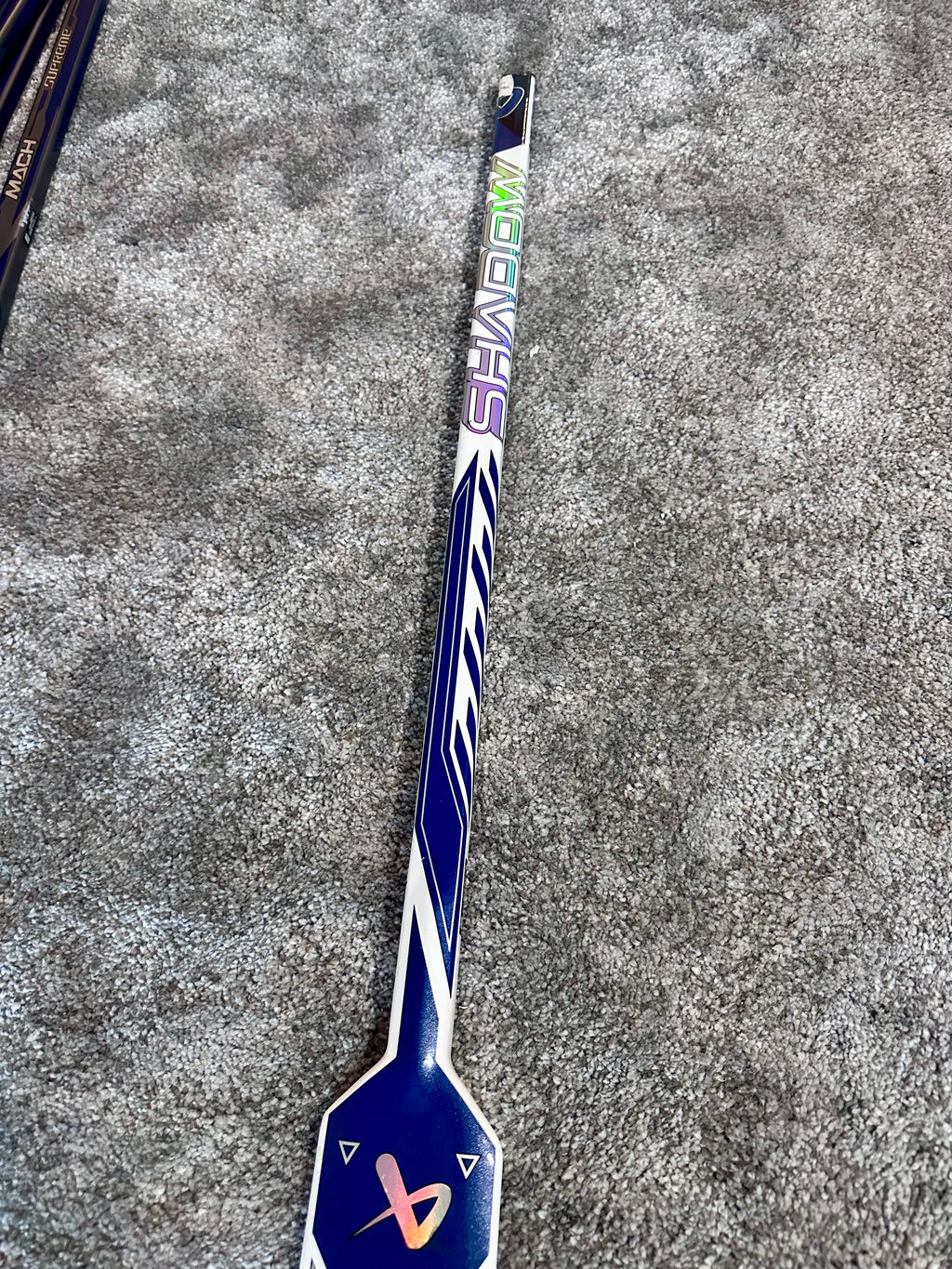 NCAA Bauer Shadoe Full Right 24" White Pro Stock Goalie Stick #3
