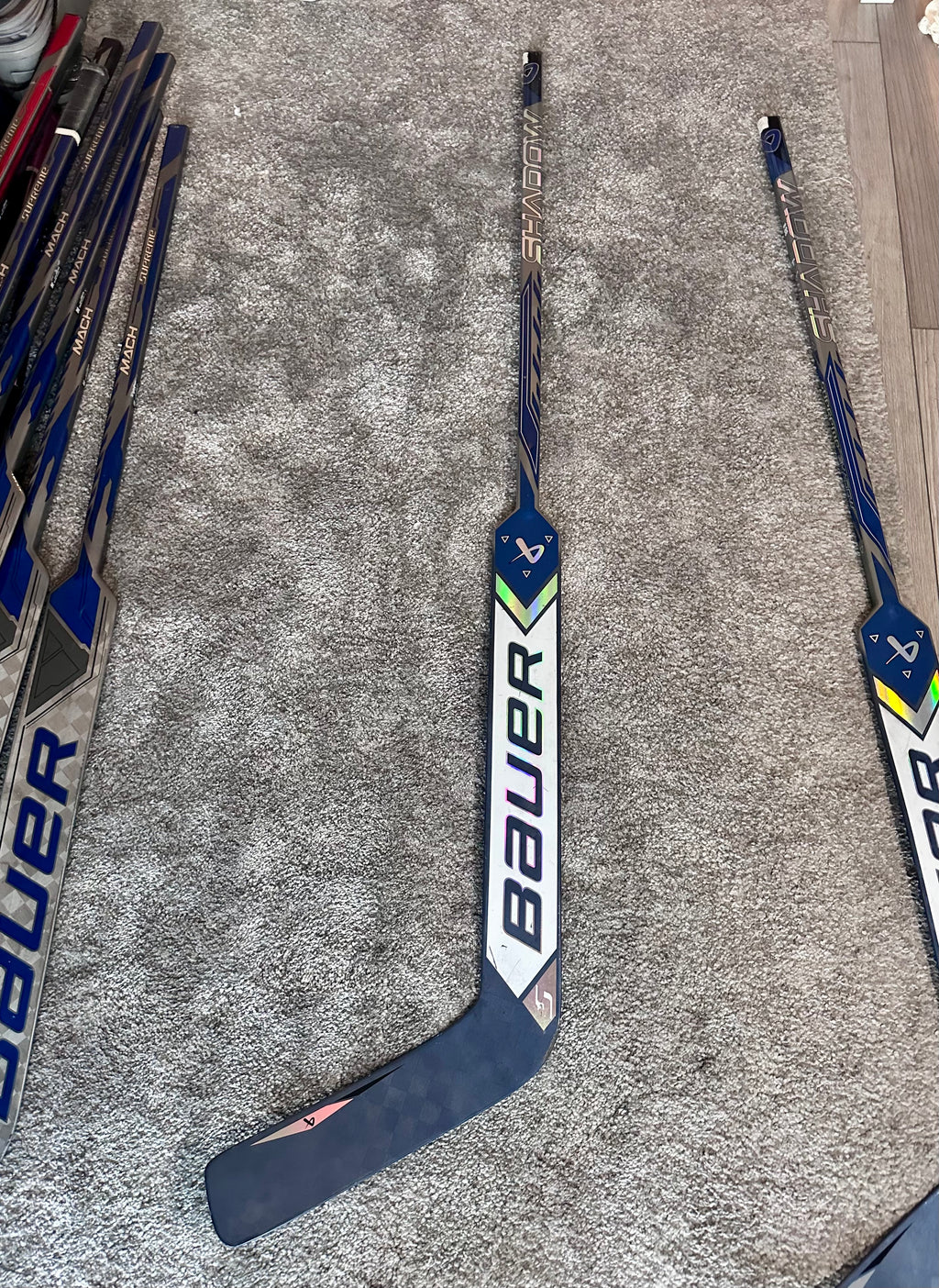NCAA Bauer Shadow Full Right 24" Navy Pro Stock Goalie Stick #7