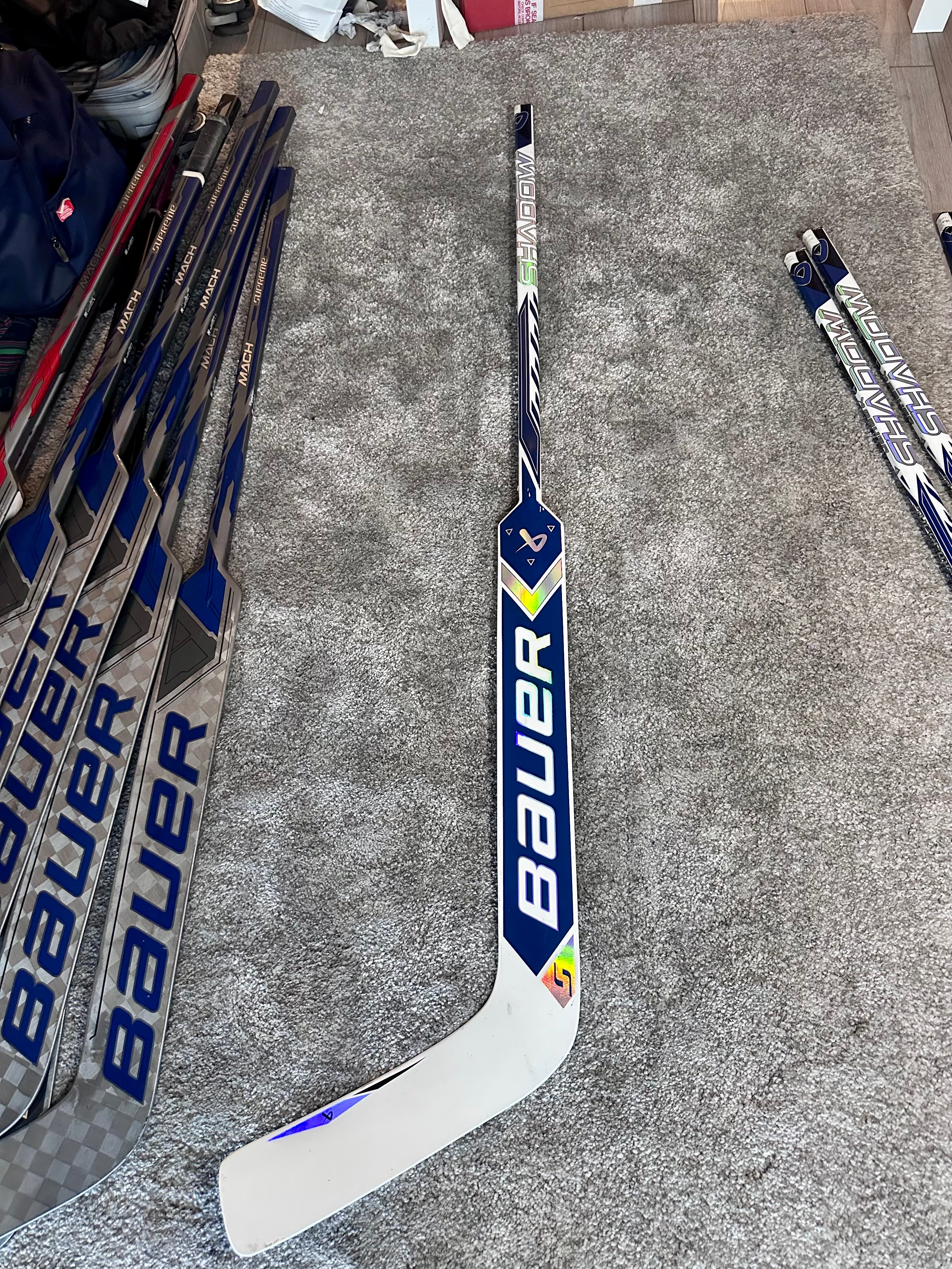 NCAA Bauer Shadow Full Right 24" White Pro Stock Goalie Stick #6