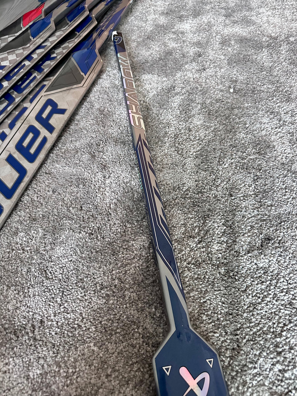 NCAA Bauer Shadow Full Right 24" Navy Pro Stock Goalie Stick #1