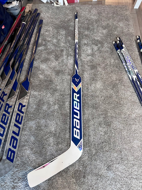 NCAA Bauer Shadow Full Right 24" White Pro Stock Goalie Stick #1