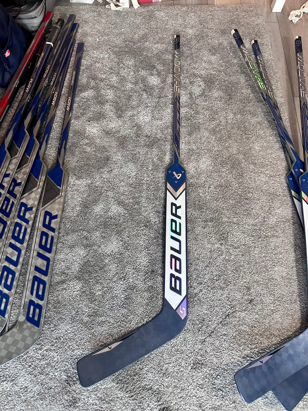 NCAA Bauer Shadow Full Right 24" Navy Pro Stock Goalie Stick #3