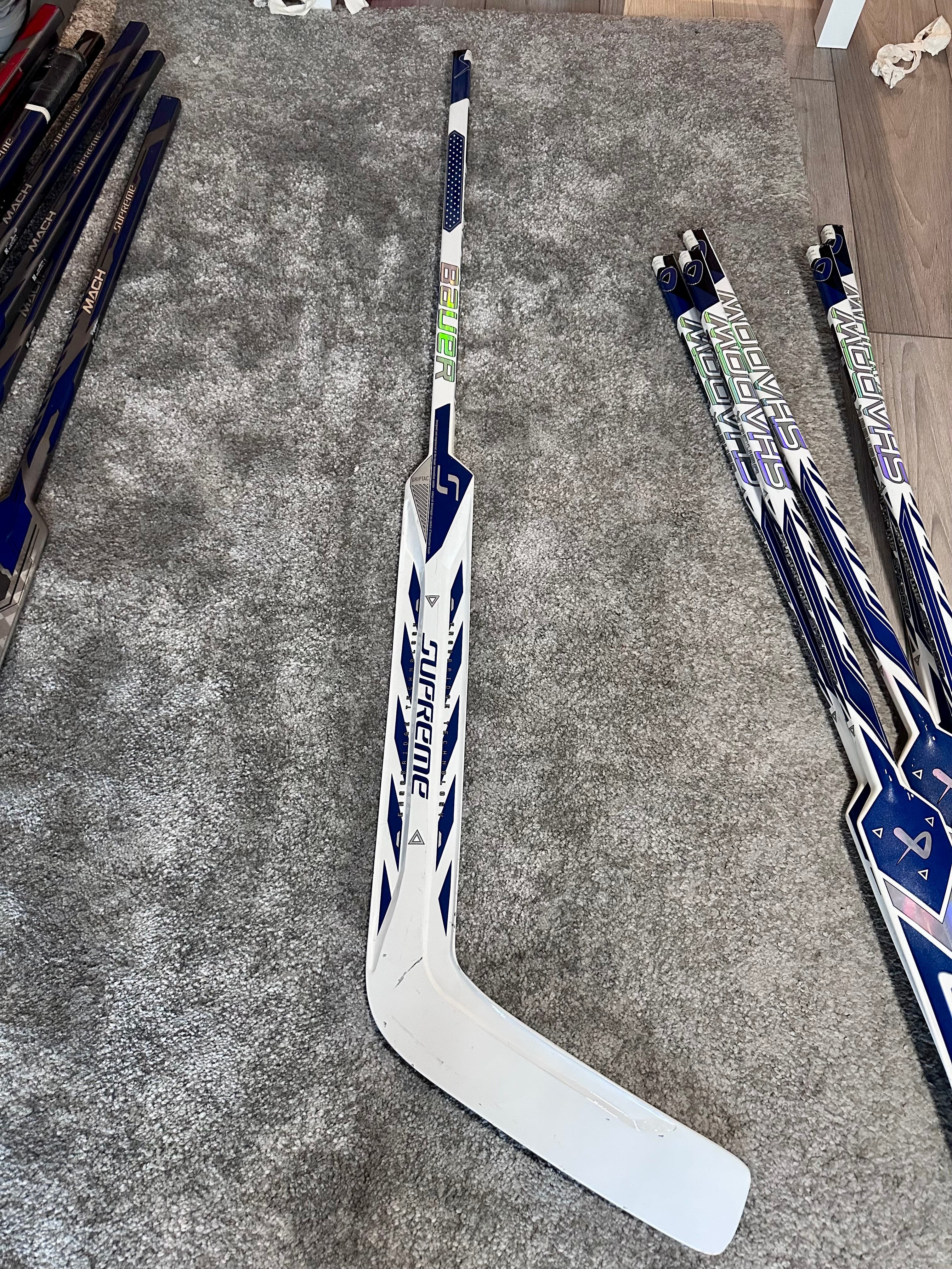 NCAA Bauer Shadow Full Right 24" White Pro Stock Goalie Stick #1