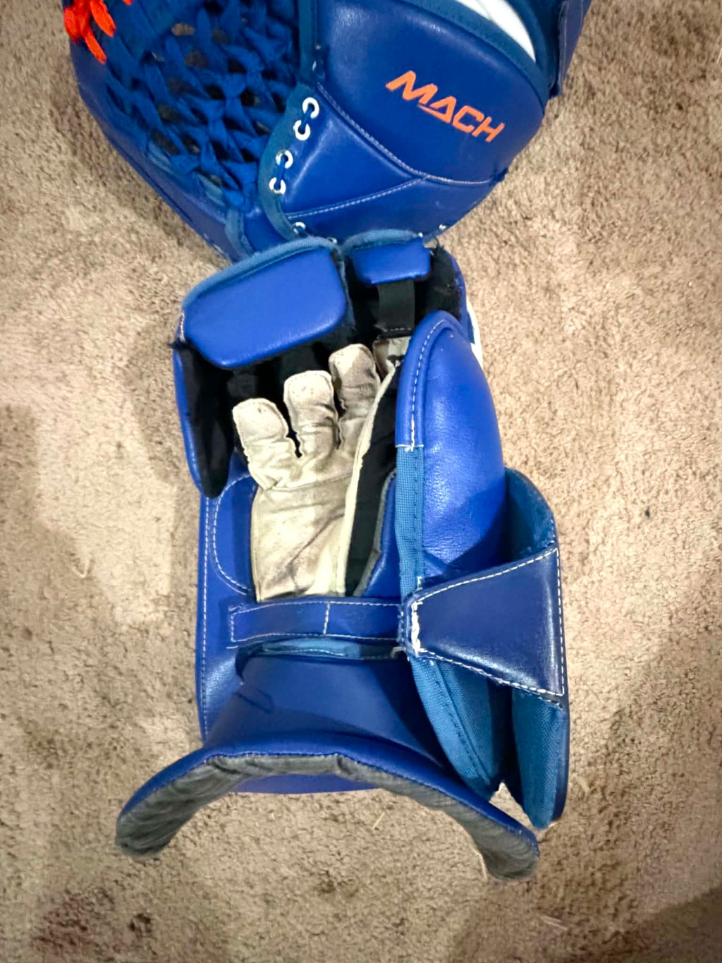 Bauer Mach pro stock goalie glove and blocker set