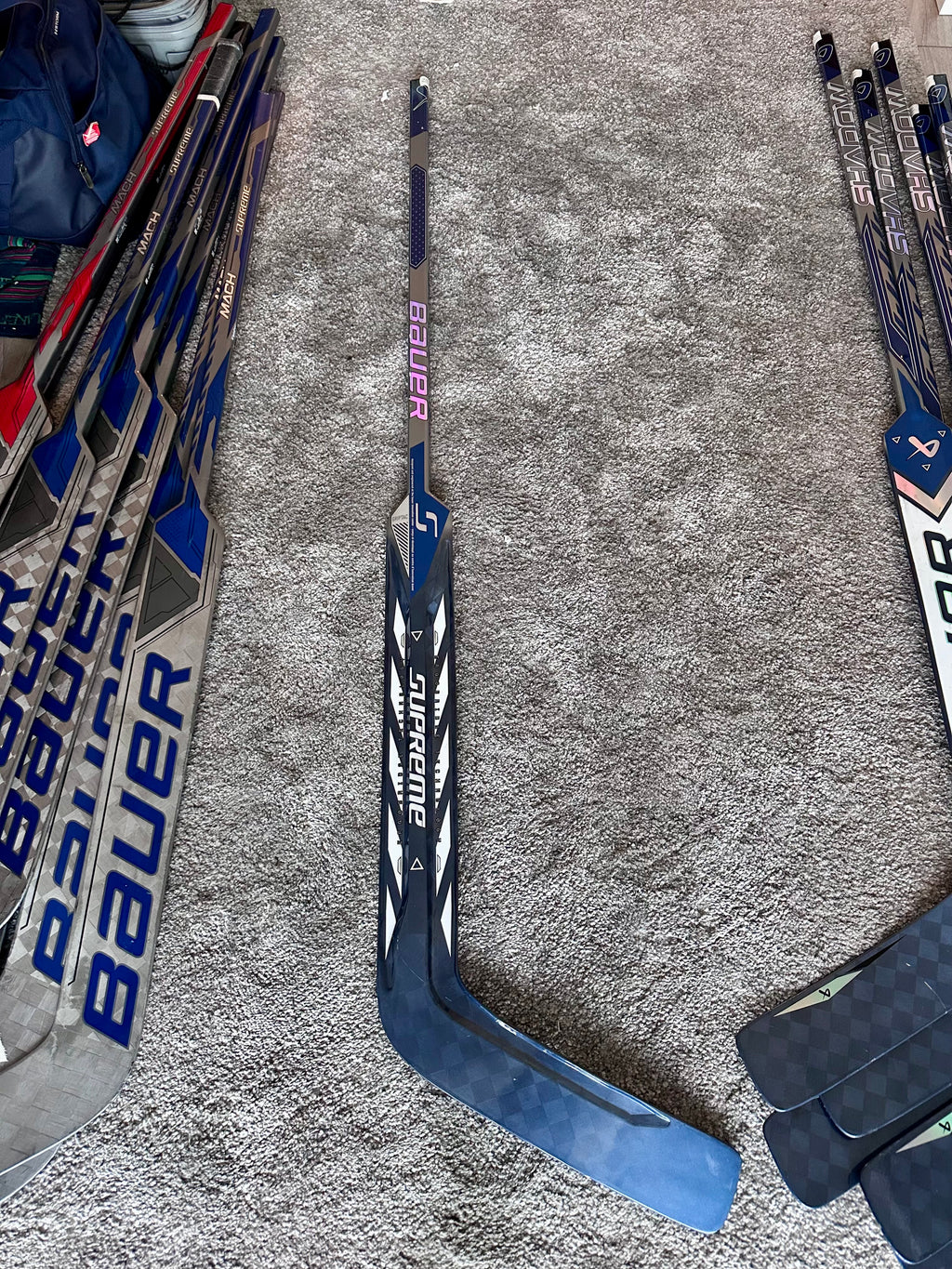 NCAA Bauer Shadow Full Right 24" Navy Pro Stock Goalie Stick #1