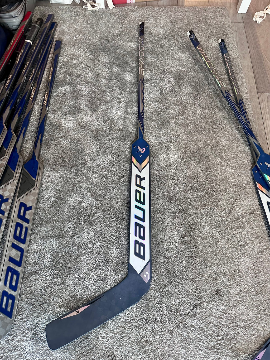 NCAA Bauer Shadow Full Right 24" Navy Pro Stock Goalie Stick #6